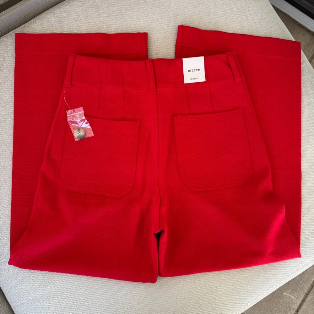 NWT Anthropologie The Colette Knit Crop Wide-Leg Pants Red 29 - Picture 8 of 10